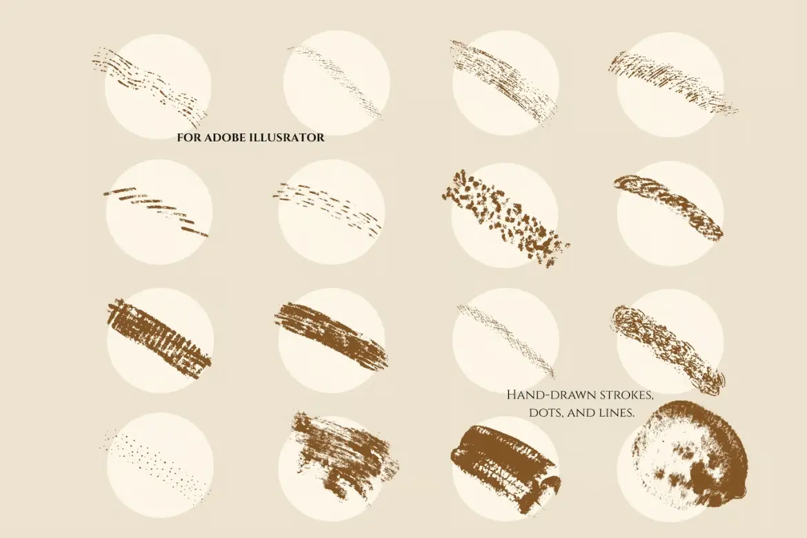 35款AI颗粒质感笔刷合集手绘纹理矢量画笔Illustrator设计素材