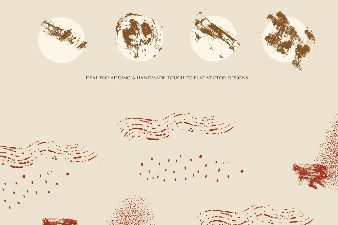 35款AI颗粒质感笔刷合集手绘纹理矢量画笔Illustrator设计素材