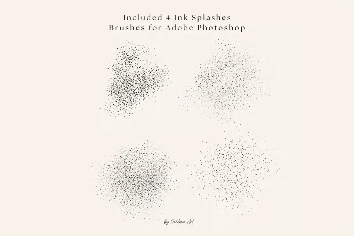 17款PS水墨质感笔刷套装手绘线条喷溅书法效果绘画设计素材