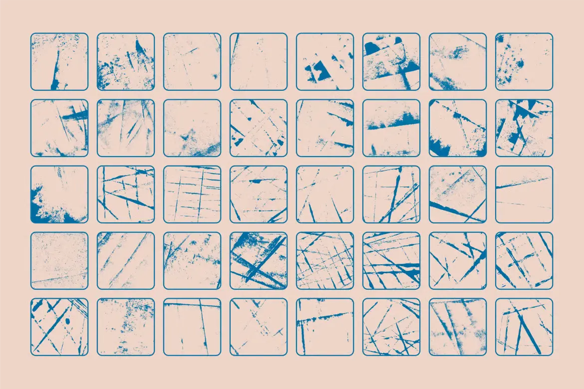 40款墨渍印章Procreate笔刷复古脏旧粗糙质感肌理绘画设计素材