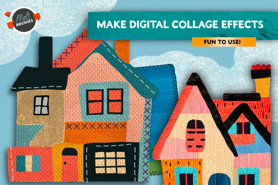 40款面料与线迹Procreate笔刷套装仿真织物刺绣纹理绘画设计素材