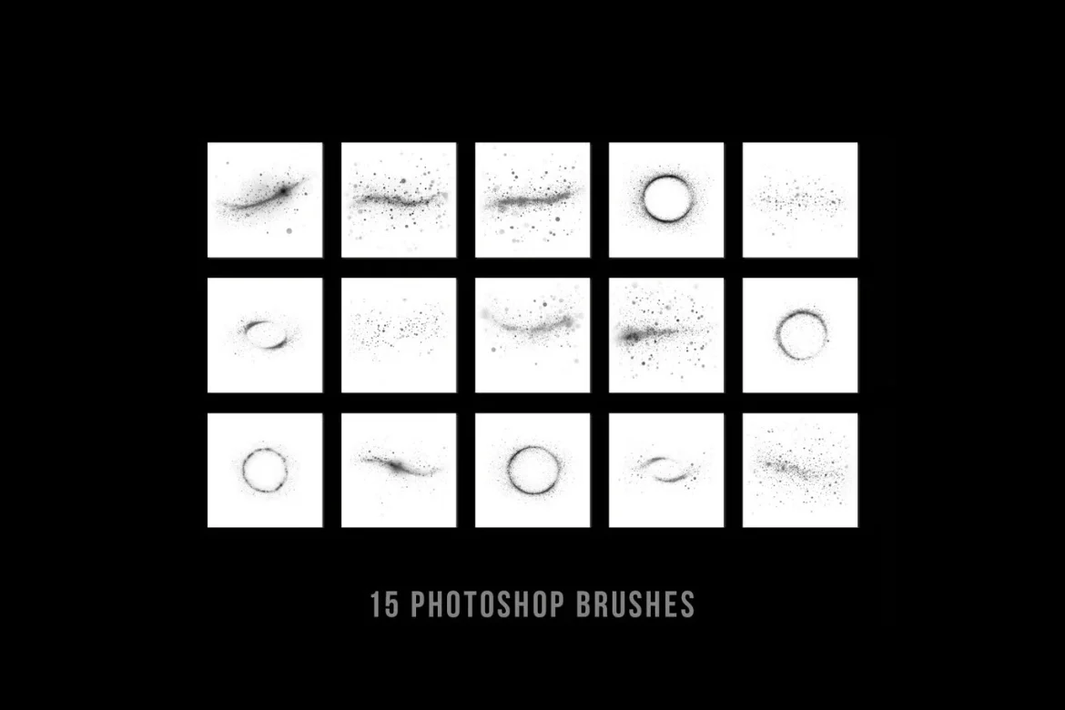 15款星光闪烁PS特效笔刷glitter闪粉光斑节日庆典设计素材