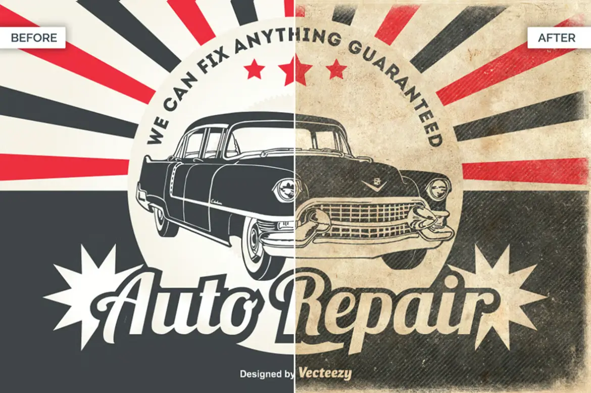 复古设计PS综合素材包图层样式笔刷纹理纸张效果PSD模板套装