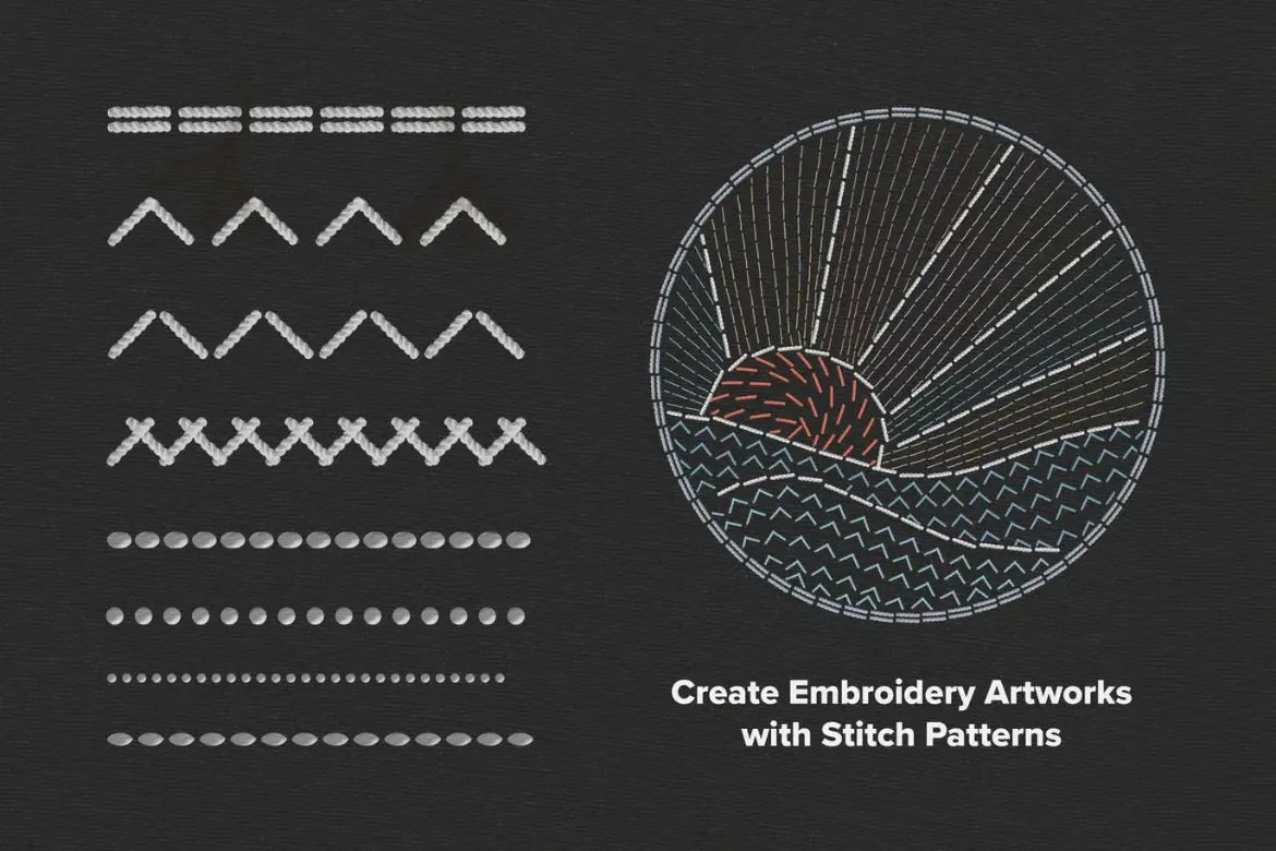 82款针线与织物Procreate笔刷套装手缝质感刺绣布料纹理插画素材