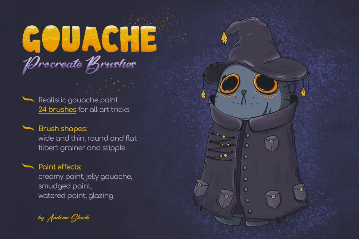 24款水粉质感Procreate笔刷套装仿真厚涂肌理手绘插画绘画素材