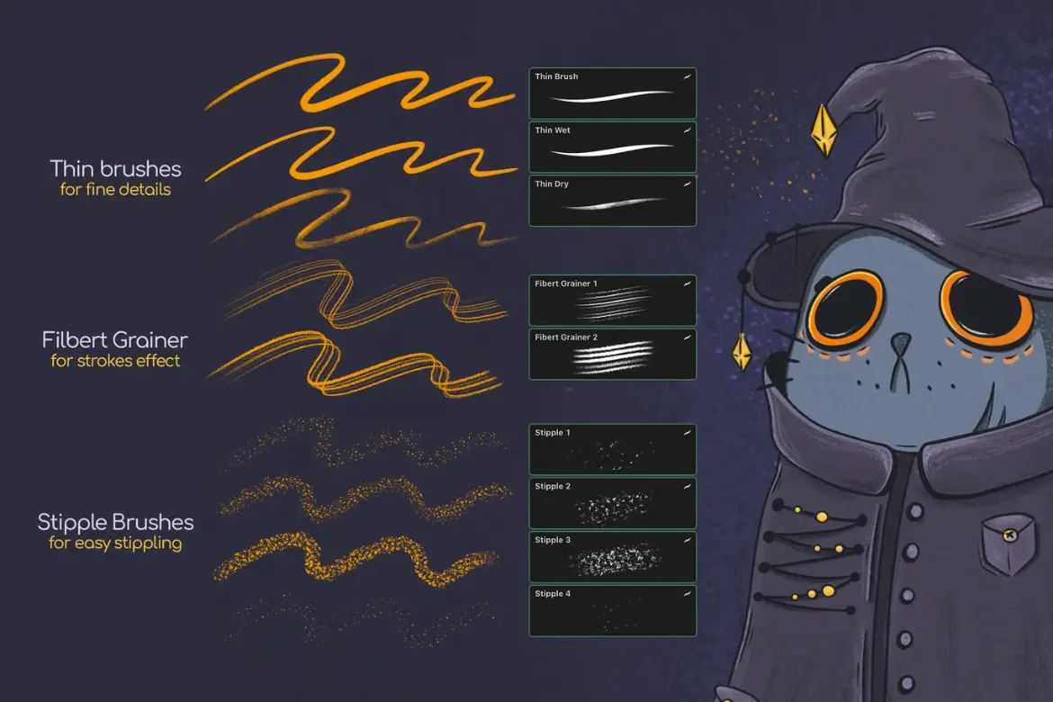 24款水粉质感Procreate笔刷套装仿真厚涂肌理手绘插画绘画素材