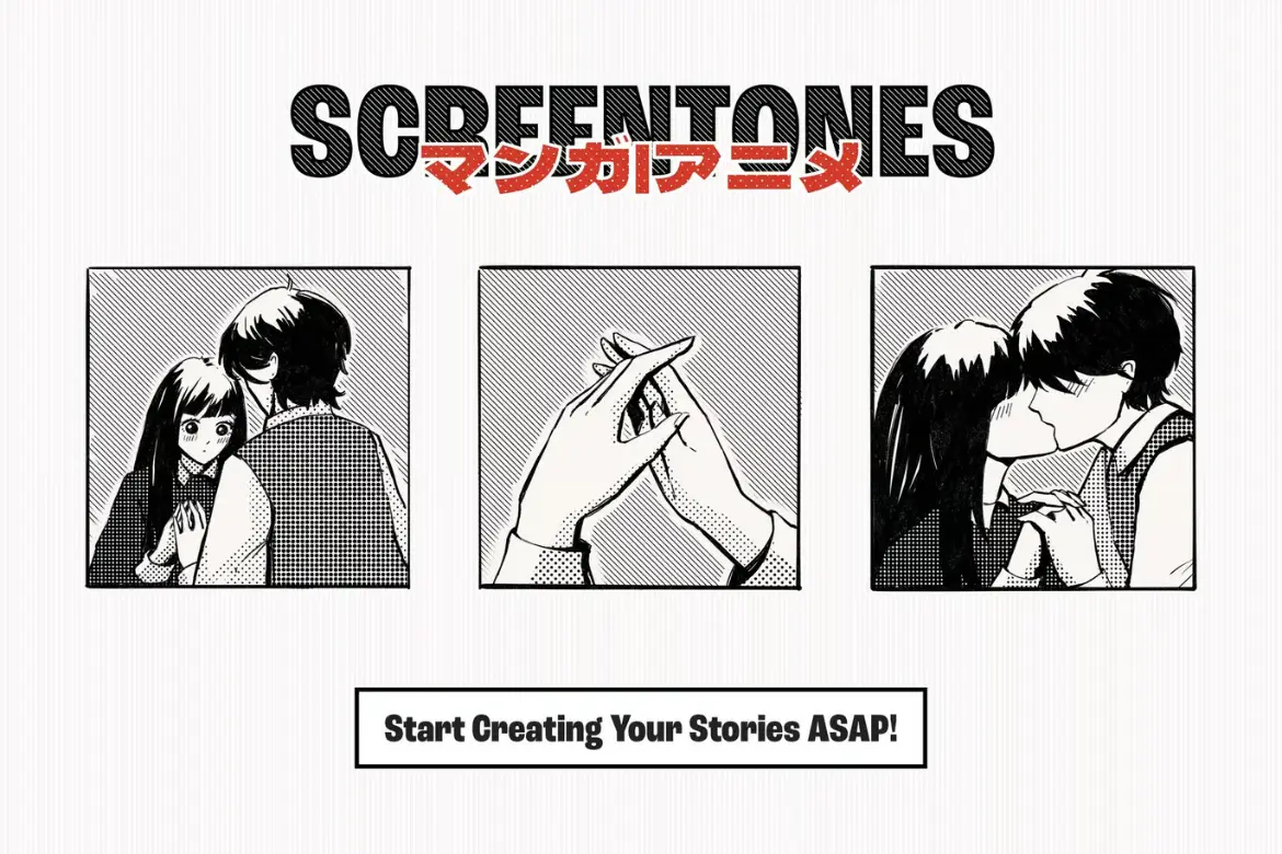 60款漫画网纸Procreate笔刷套装日系网点渐变线条特效绘画素材