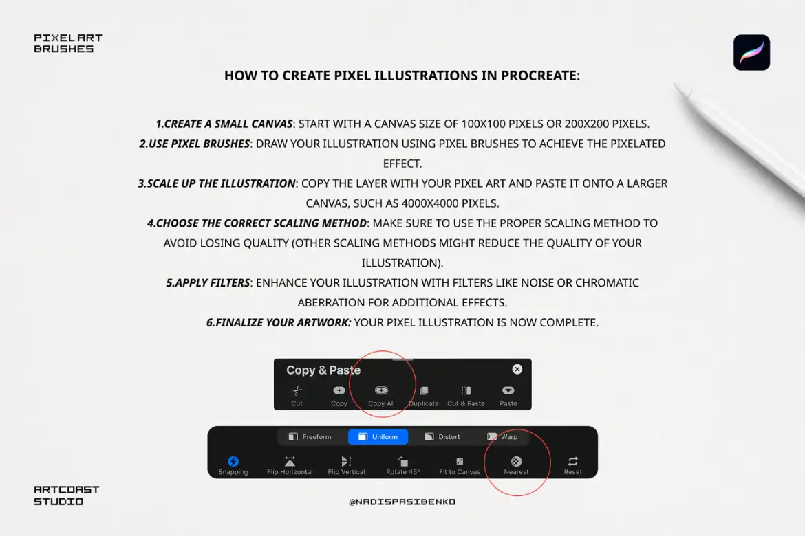 15款像素画Procreate笔刷套装复古游戏点阵贴纸插画设计素材