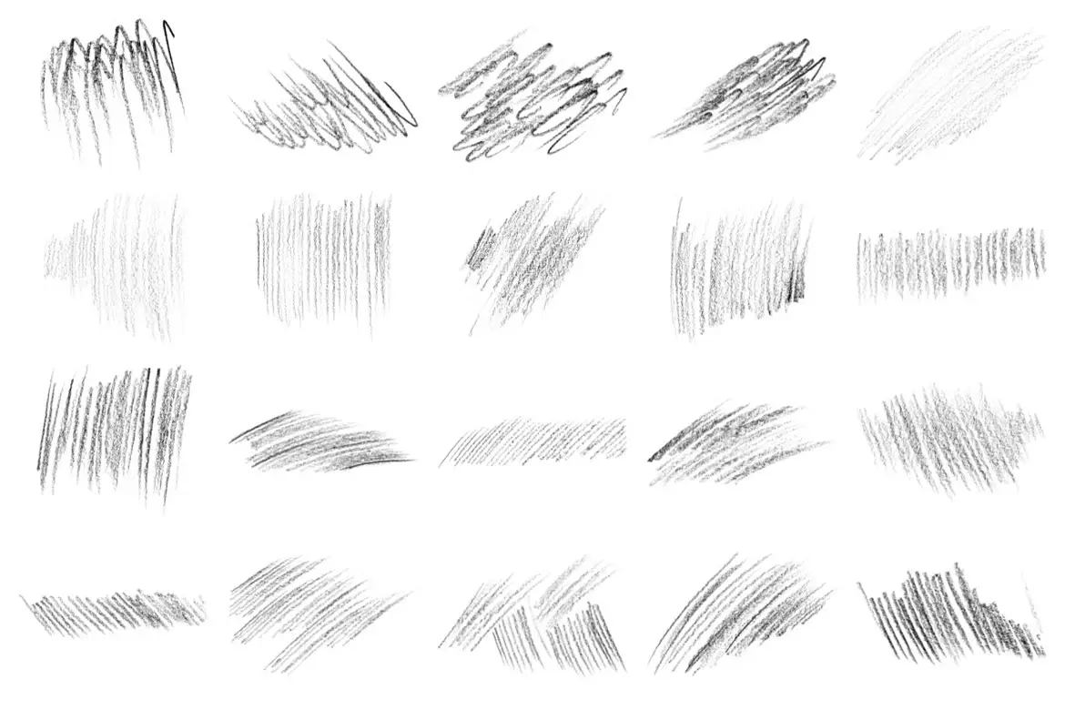 103款铅笔素描PS笔刷套装高分辨率手绘线条绘画设计素材