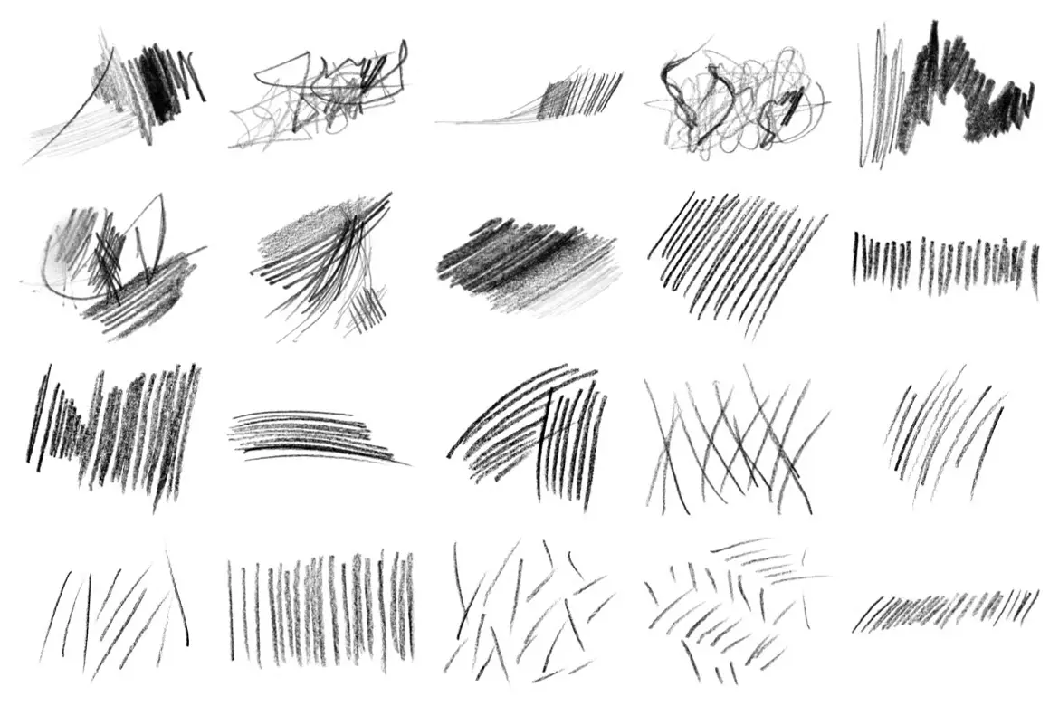 103款铅笔素描PS笔刷套装高分辨率手绘线条绘画设计素材