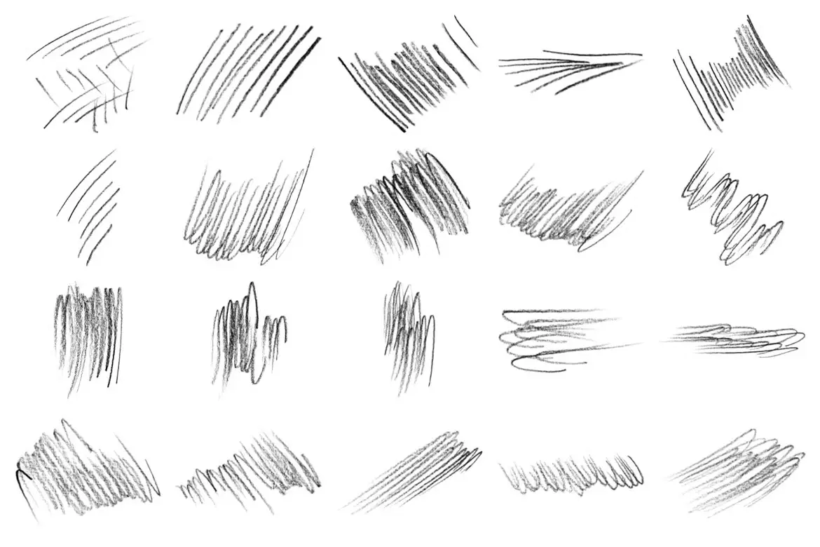 103款铅笔素描PS笔刷套装高分辨率手绘线条绘画设计素材