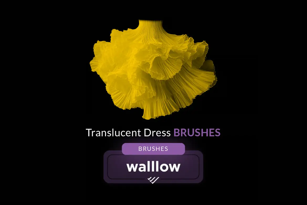 15款薄纱裙摆PS笔刷透明质感婚纱时尚人像合成叠加素材