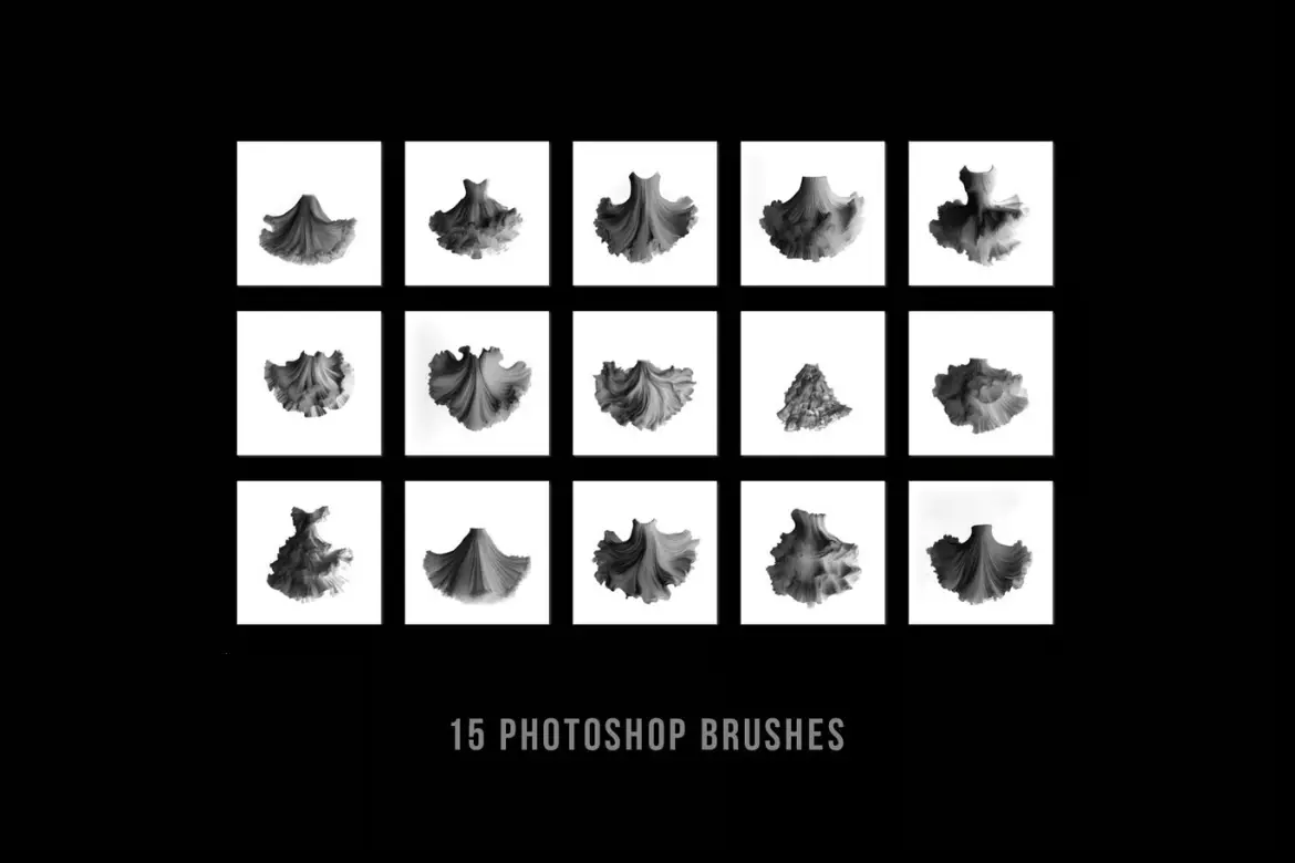 15款薄纱裙摆PS笔刷透明质感婚纱时尚人像合成叠加素材