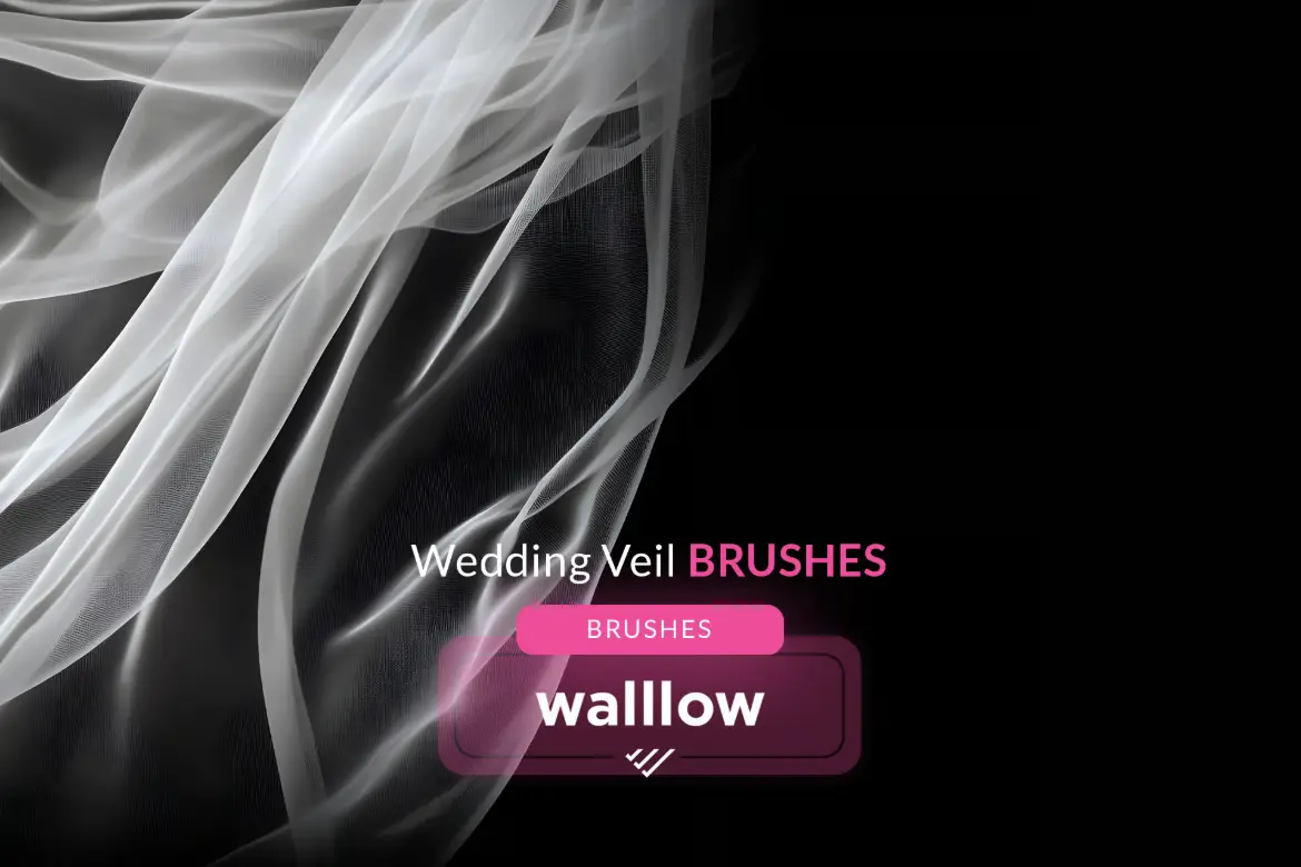 15款婚礼头纱PS笔刷梦幻飘逸婚纱人像后期合成素材