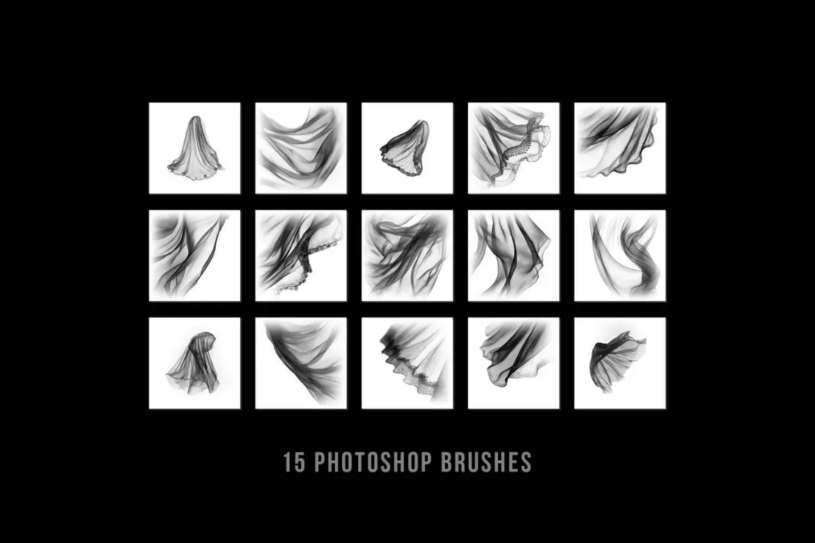 15款婚礼头纱PS笔刷梦幻飘逸婚纱人像后期合成素材