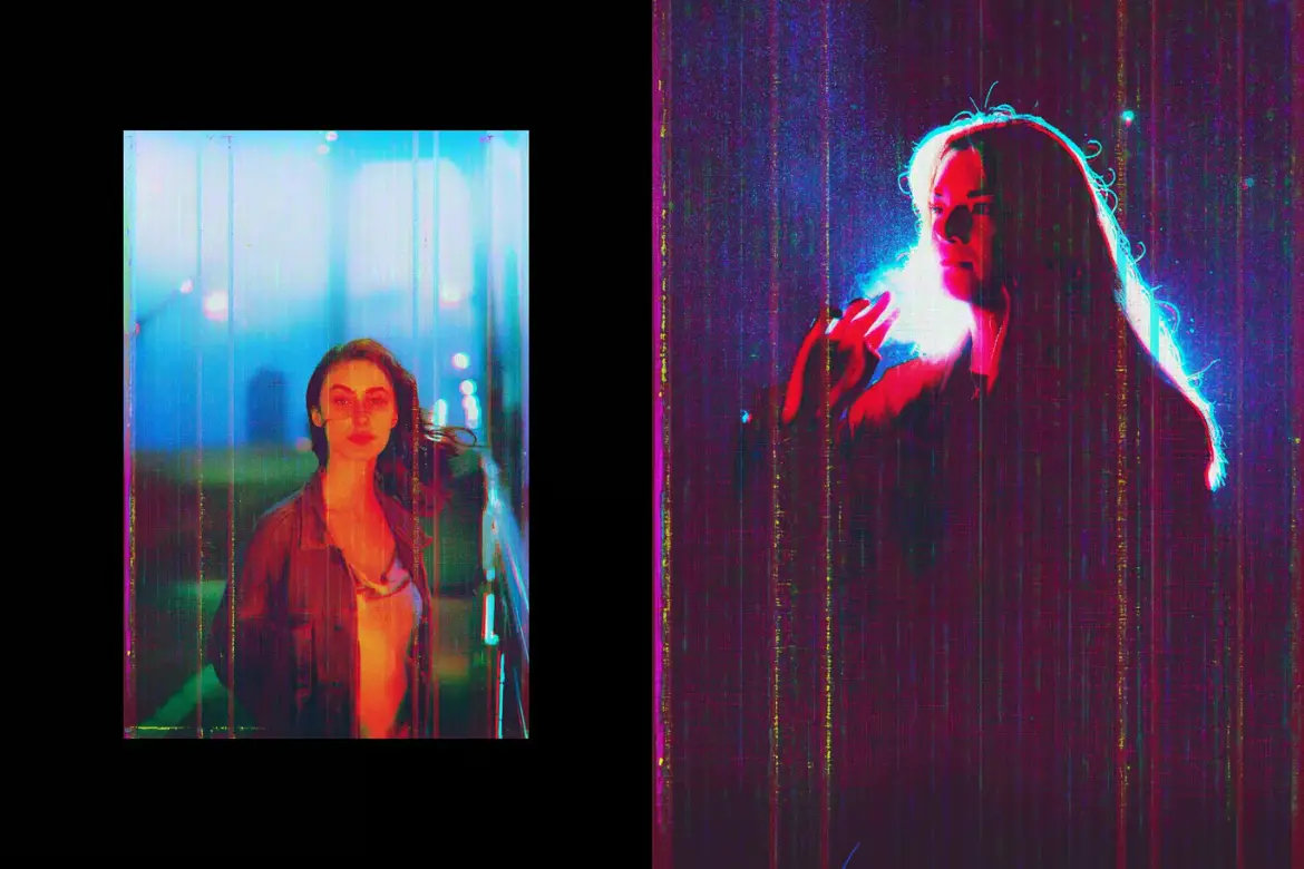 VHS复古照片PSD特效模板智能对象可调色怀旧风格滤镜素材