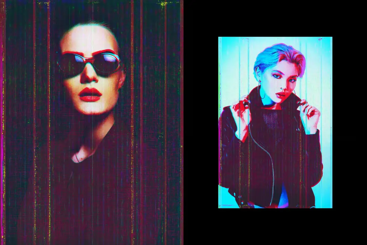 VHS复古照片PSD特效模板智能对象可调色怀旧风格滤镜素材