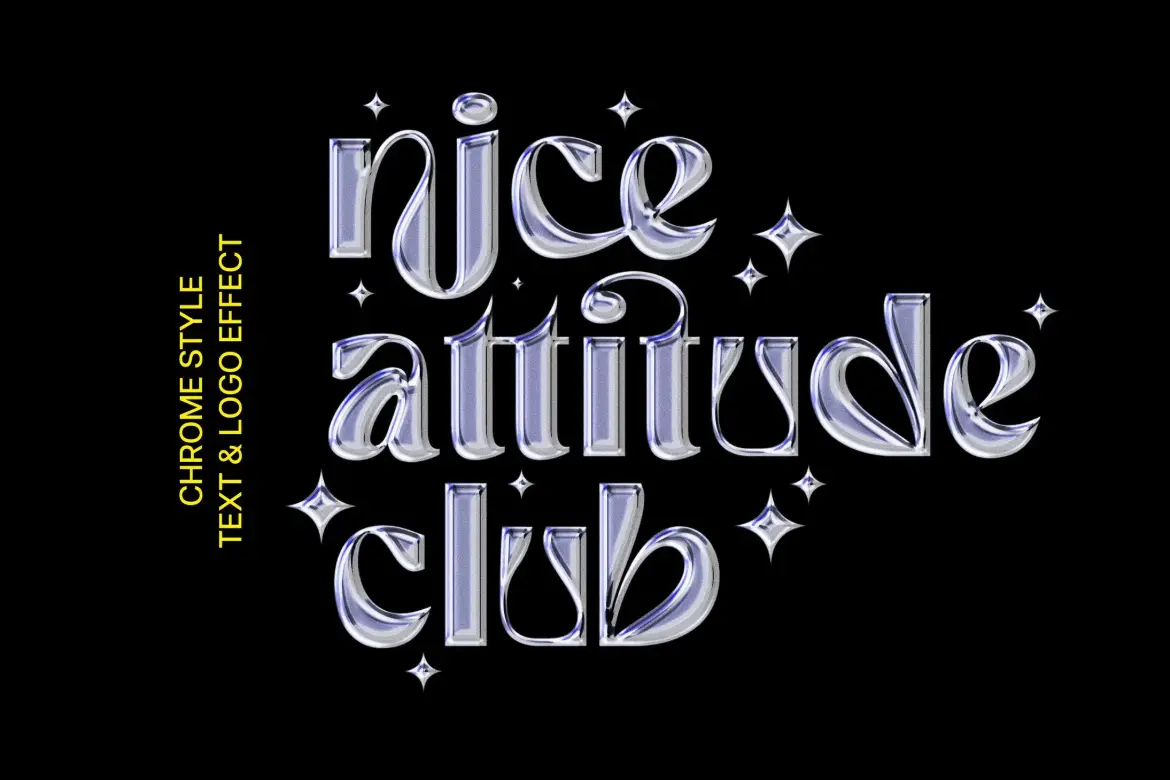 铬金质感PSD文字特效模板智能对象可替换多用途标题设计素材