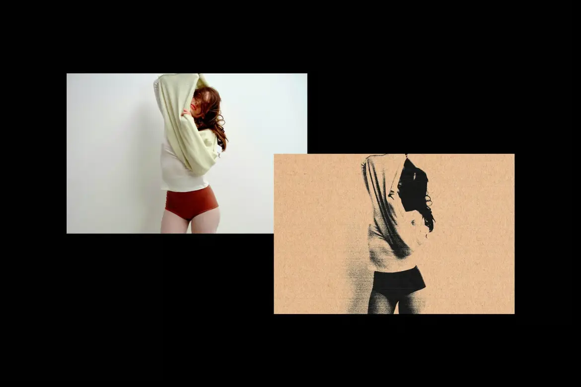 纸箱印刷PSD照片特效模板立体打包封箱贴纸感创意设计素材