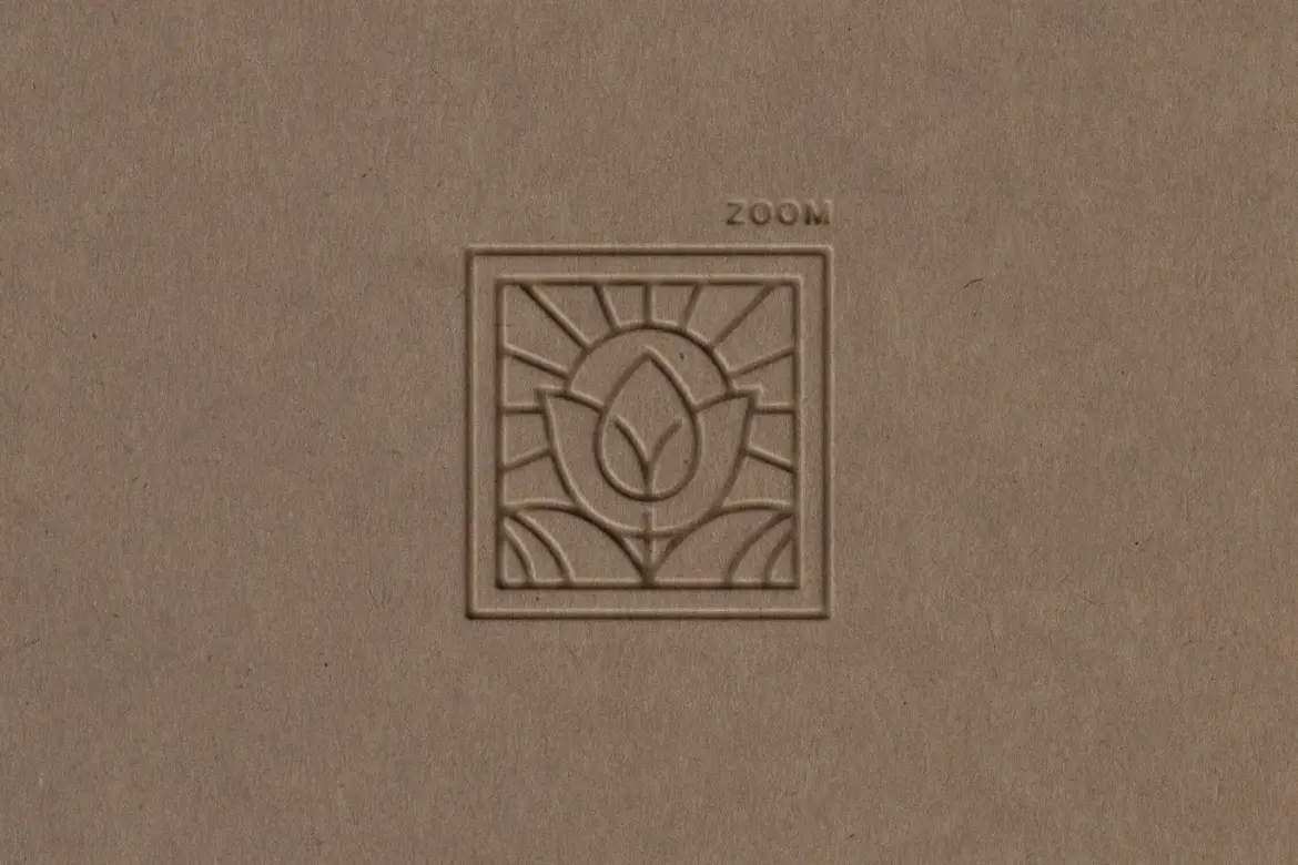 压纹纸张logoPSD效果模板立体凹凸感烫金徽章品牌标志设计素材