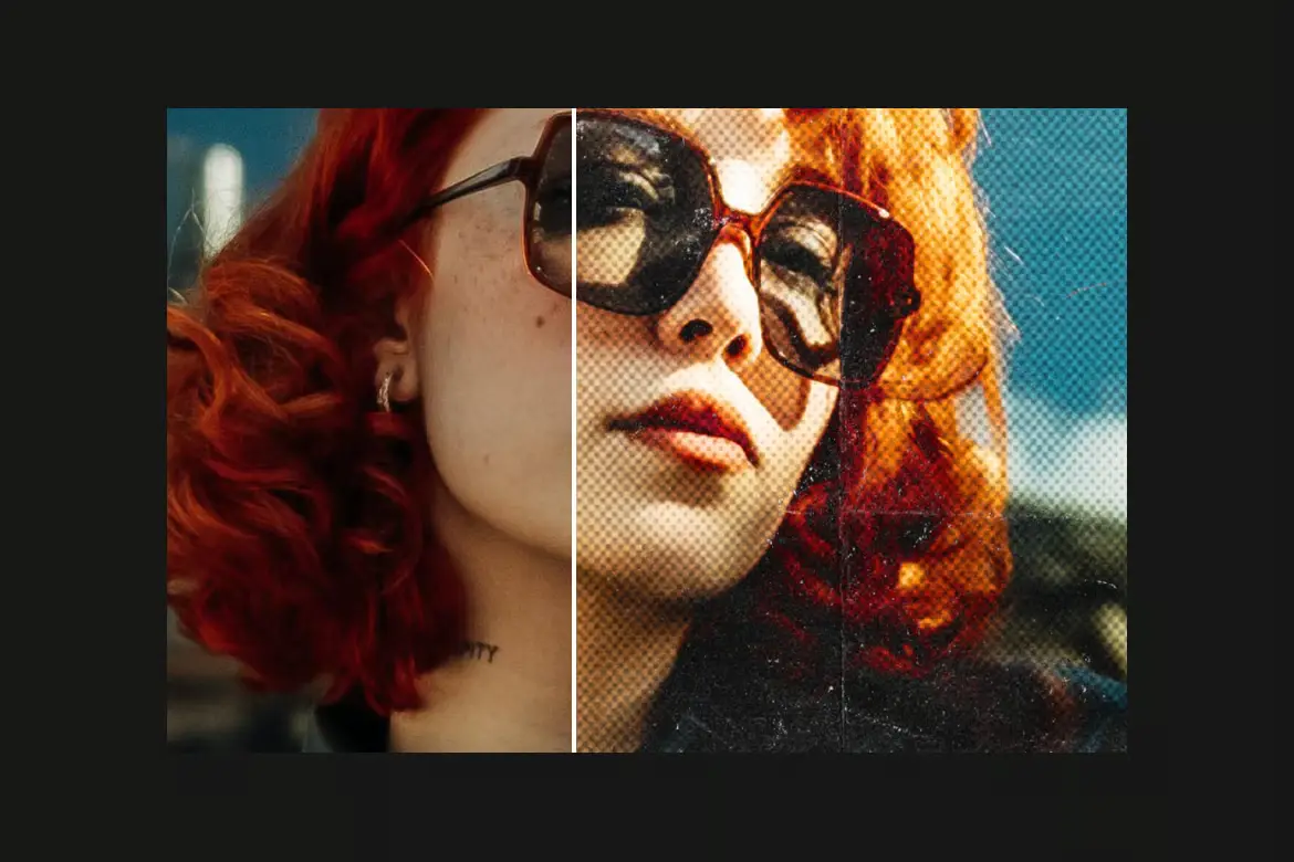 复古明信网点PSD照片特效 Retro Postcard Dot Image Effect