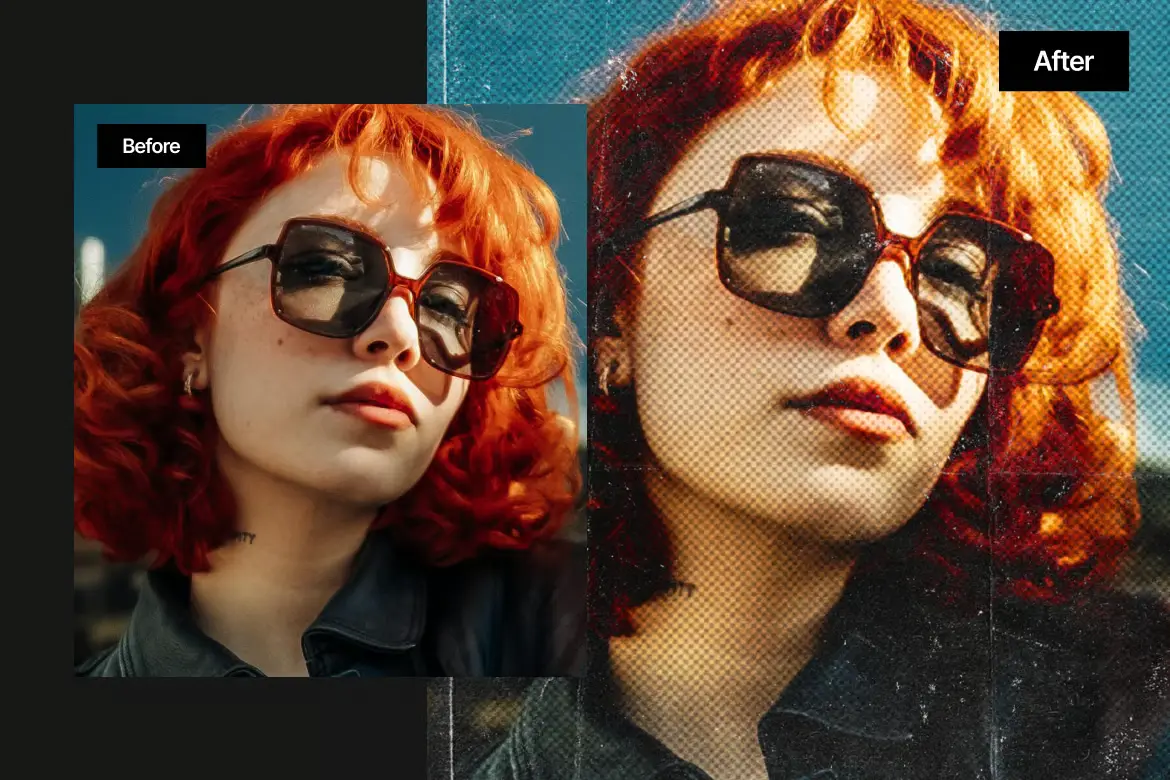 复古明信网点PSD照片特效 Retro Postcard Dot Image Effect