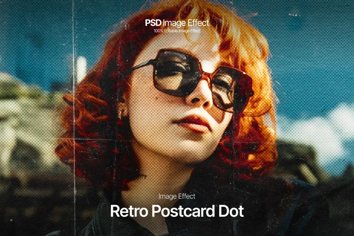 复古明信网点PSD照片特效 Retro Postcard Dot Image Effect