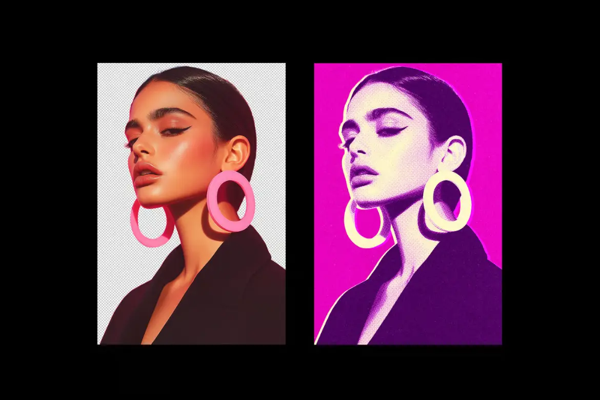 网点印刷PSD照片特效模板 Halftone Print Effect