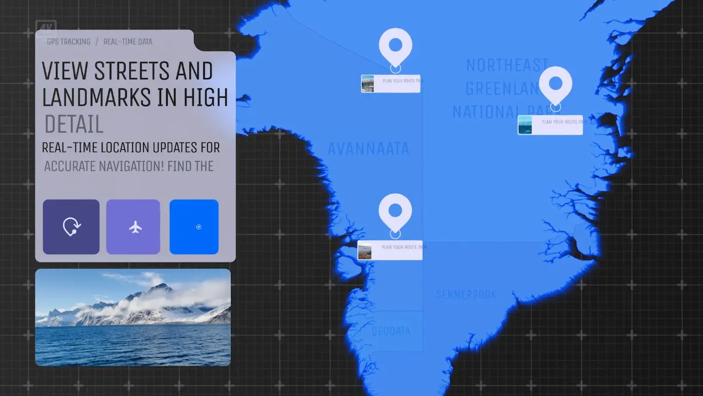 格陵兰岛地图AE可视化模板 Greenland Map – Autonomous Territory