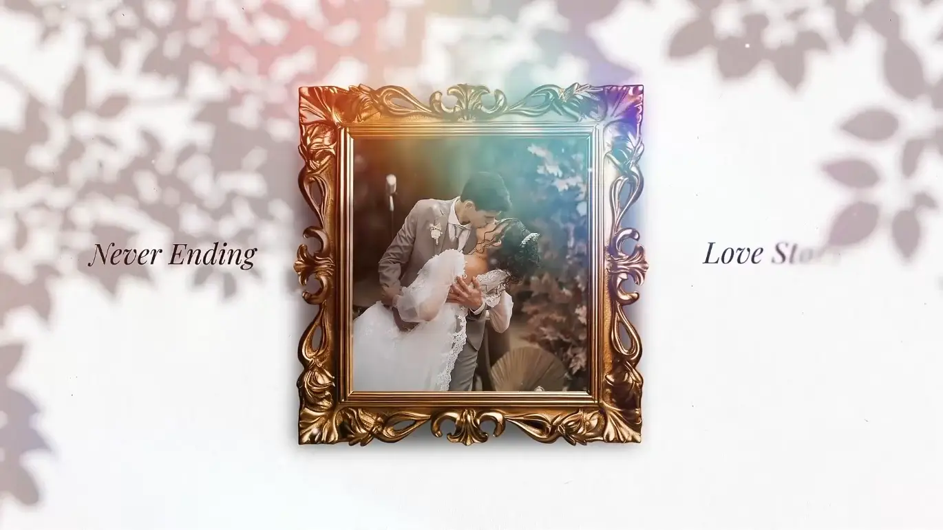 婚礼金框相册PR幻灯片模板 Wedding Golden Frame Gallery