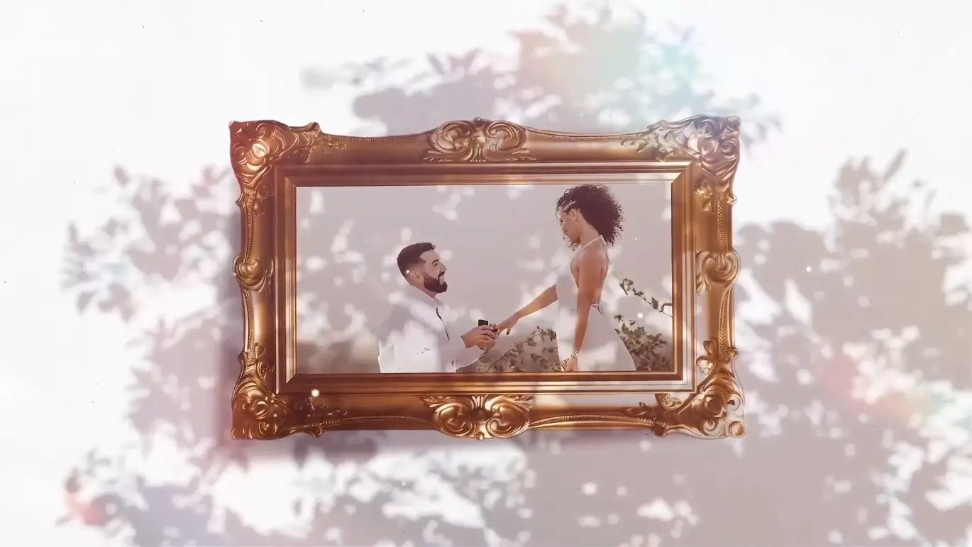 婚礼金框相册PR幻灯片模板 Wedding Golden Frame Gallery