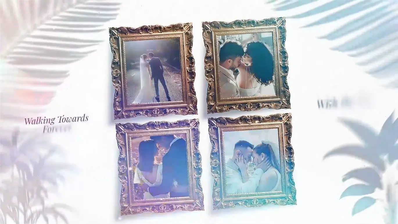 婚礼金框相册PR幻灯片模板 Wedding Golden Frame Gallery