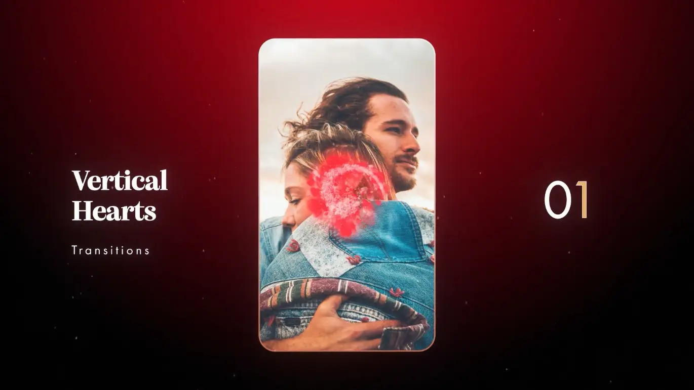 竖屏爱心转场AE特效模板 Vertical Hearts Transitions