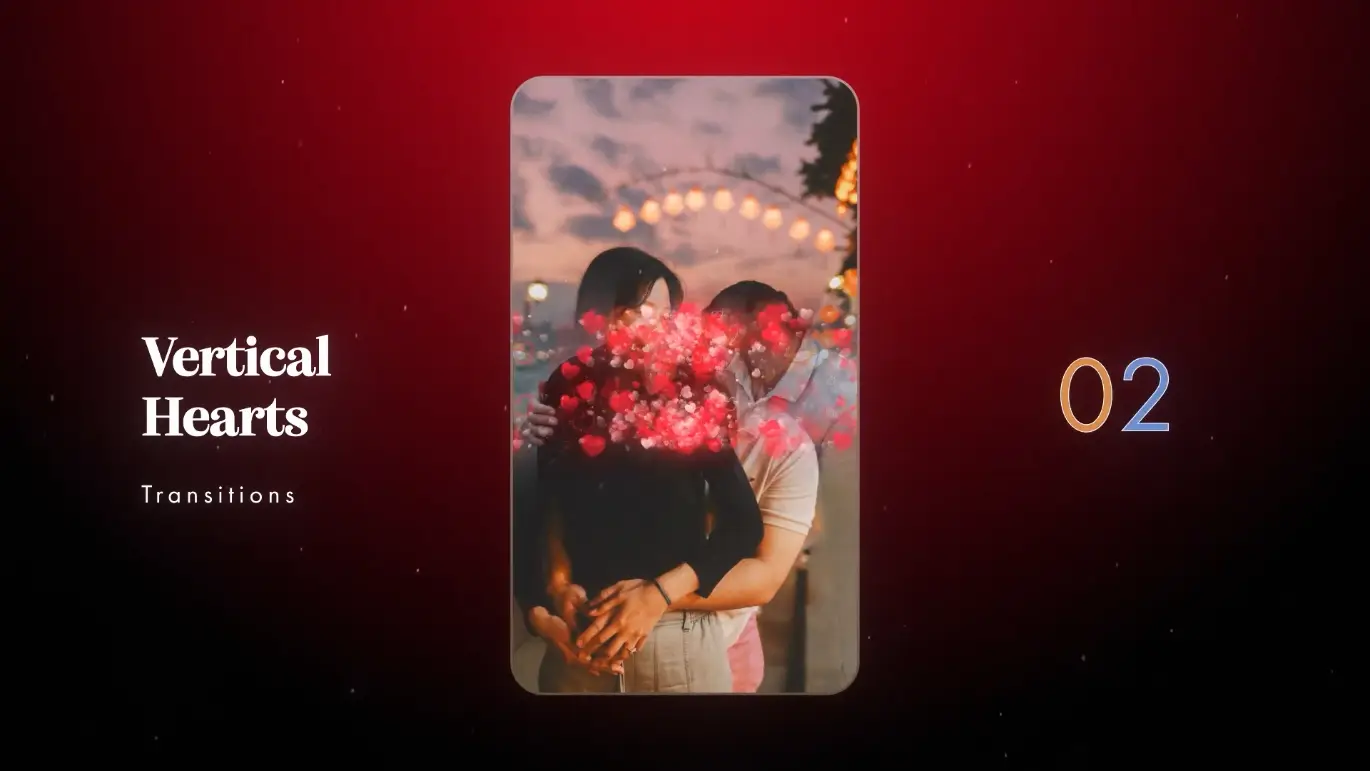 竖屏爱心转场AE特效模板 Vertical Hearts Transitions