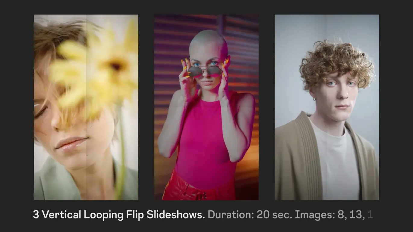 竖版翻转循环幻灯片PR模板 Vertical Looping Flip Slideshow | Premiere Pro