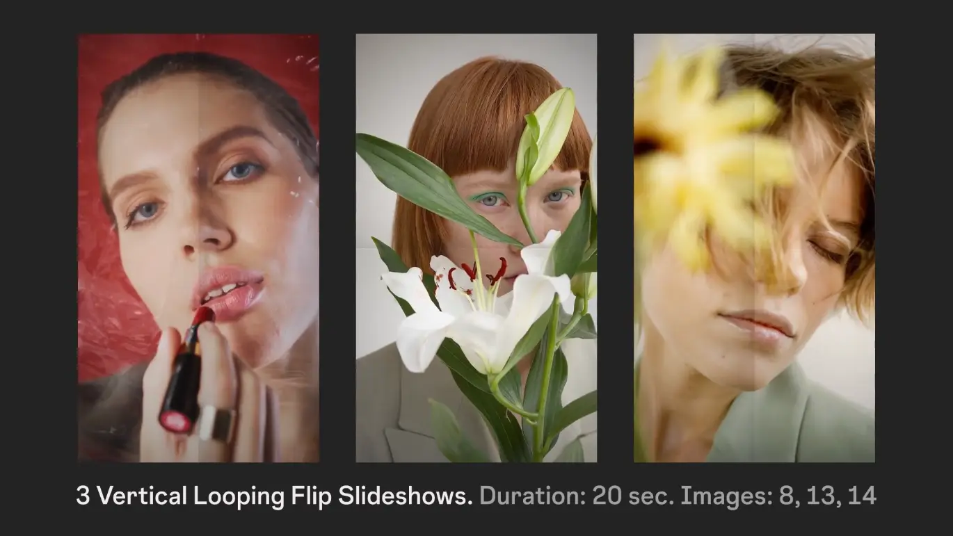 竖版翻转循环幻灯片PR模板 Vertical Looping Flip Slideshow | Premiere Pro