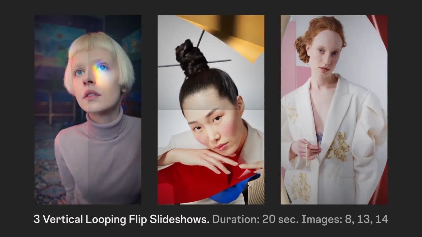 竖版翻转循环幻灯片PR模板 Vertical Looping Flip Slideshow | Premiere Pro
