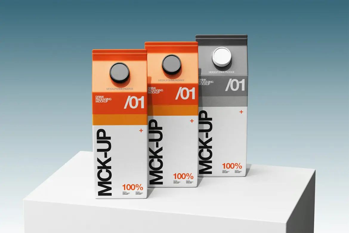 饮品包装盒PSD样机模板 Drink Packaging Box Mockup