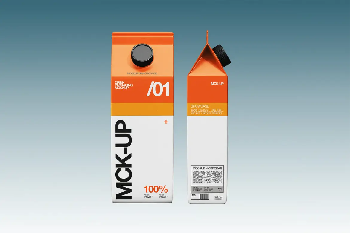 饮品包装盒PSD样机模板 Drink Packaging Box Mockup