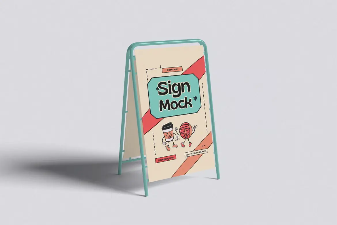 4款立式展牌PSD样机模板 Stand Sign Mockup