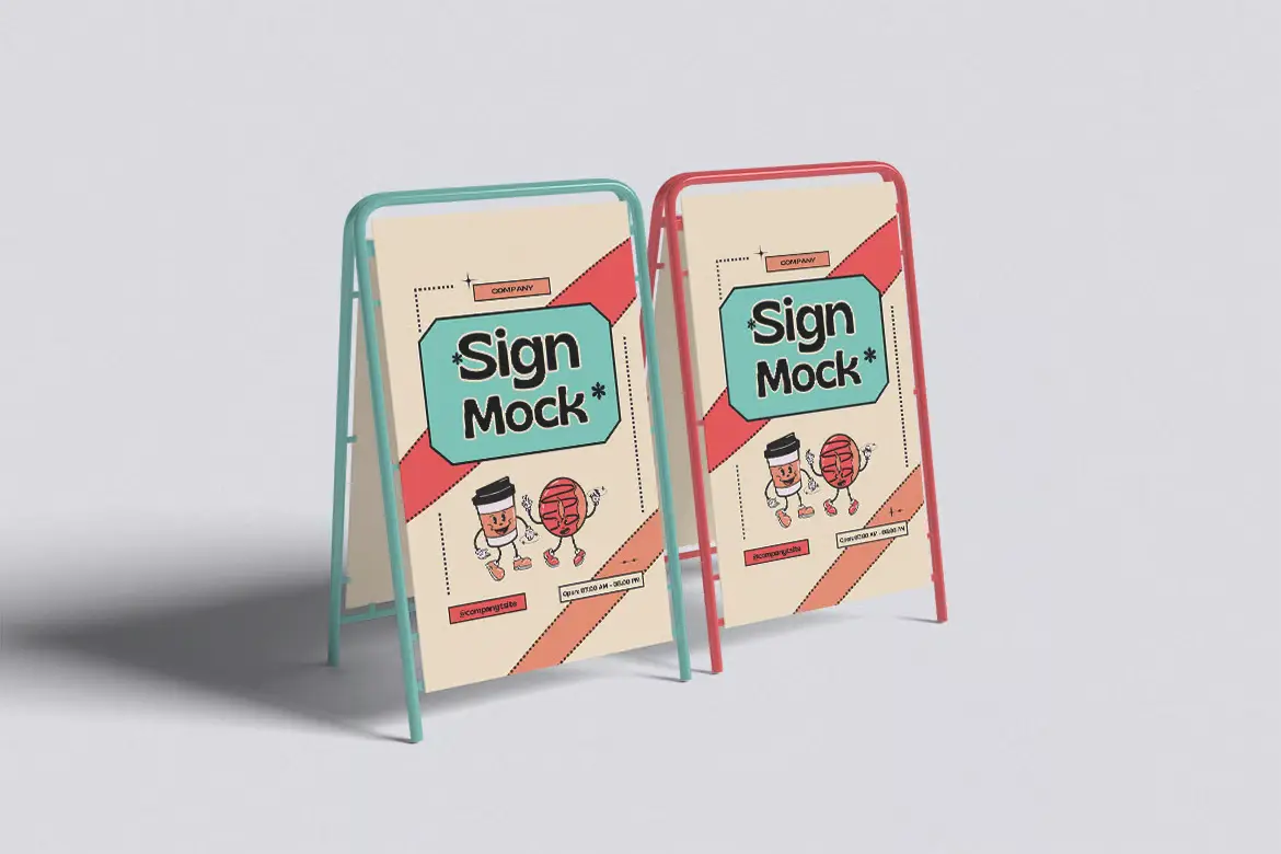 4款立式展牌PSD样机模板 Stand Sign Mockup
