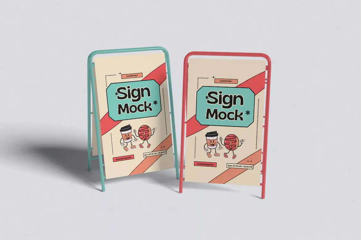 4款立式展牌PSD样机模板 Stand Sign Mockup