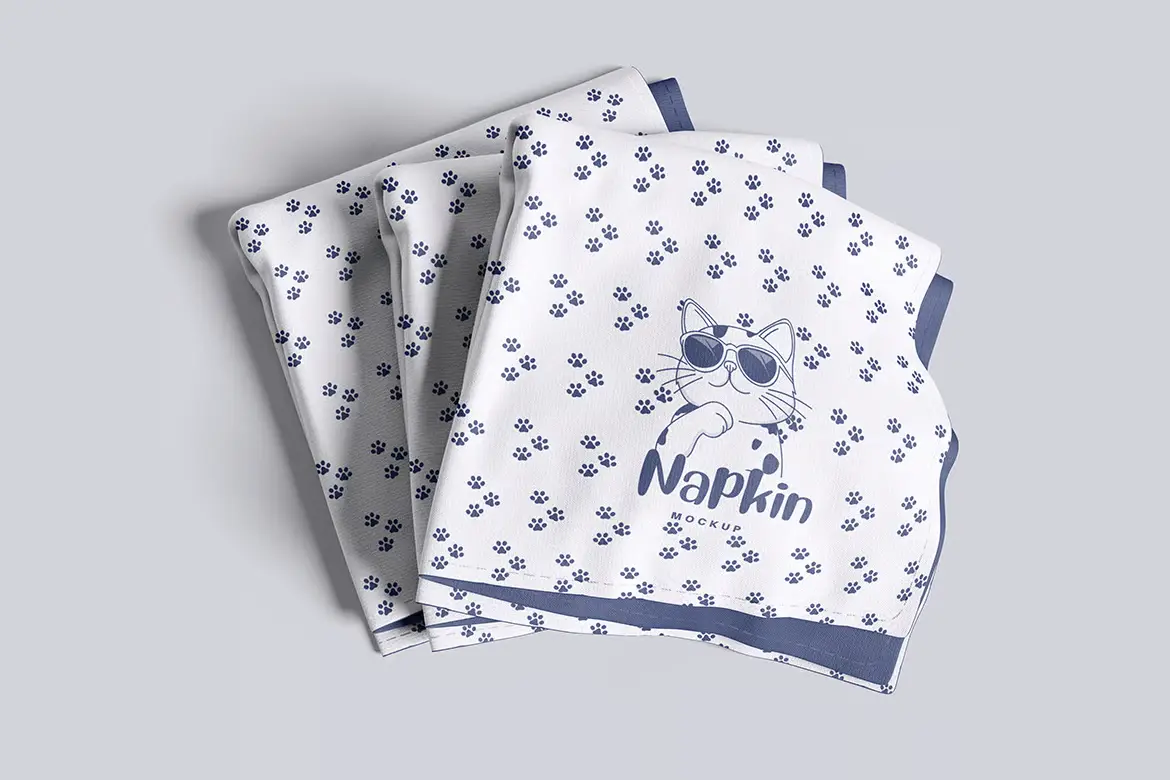 4款餐巾纸PSD样机模板 Napkin Mockup