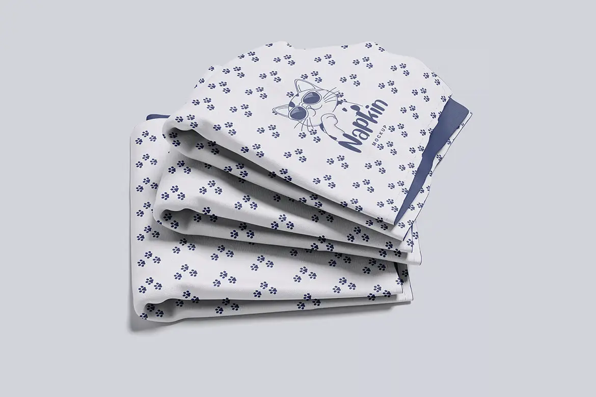 4款餐巾纸PSD样机模板 Napkin Mockup