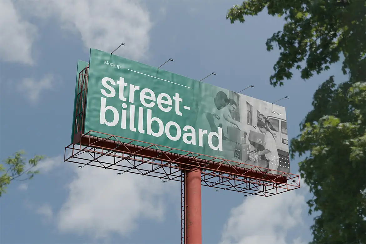 4款街头广告牌PSD样机模板 Street Billboard Mockup