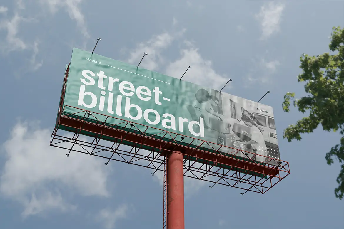 4款街头广告牌PSD样机模板 Street Billboard Mockup