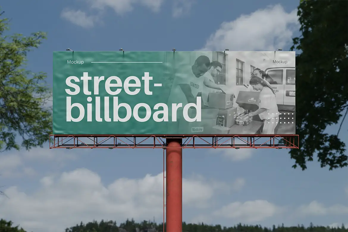 4款街头广告牌PSD样机模板 Street Billboard Mockup