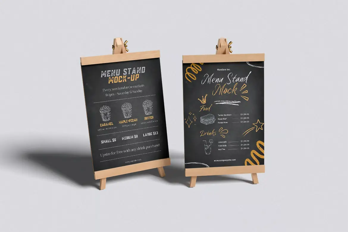 4款式餐厅菜单PSD样机模板 Menu Mockup