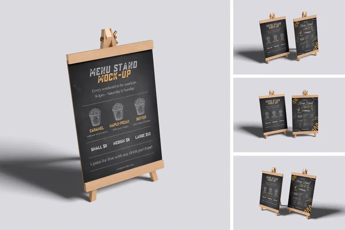 4款式餐厅菜单PSD样机模板 Menu Mockup