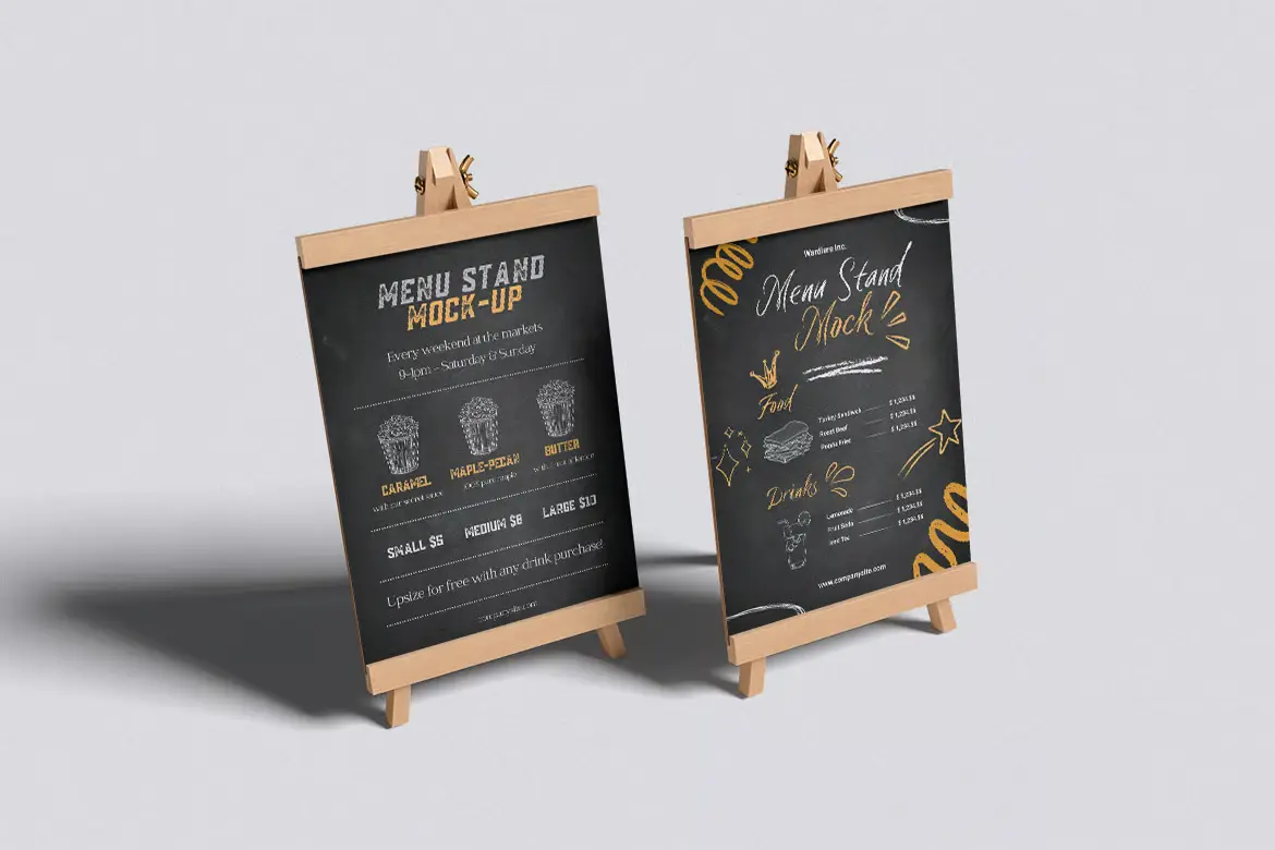 4款式餐厅菜单PSD样机模板 Menu Mockup